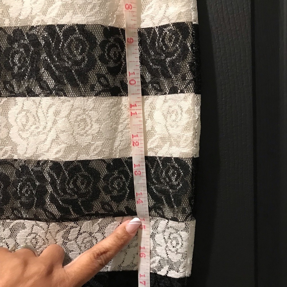 Express Black and White Lace Striped Pencil Skirt - Picture 7 of 10